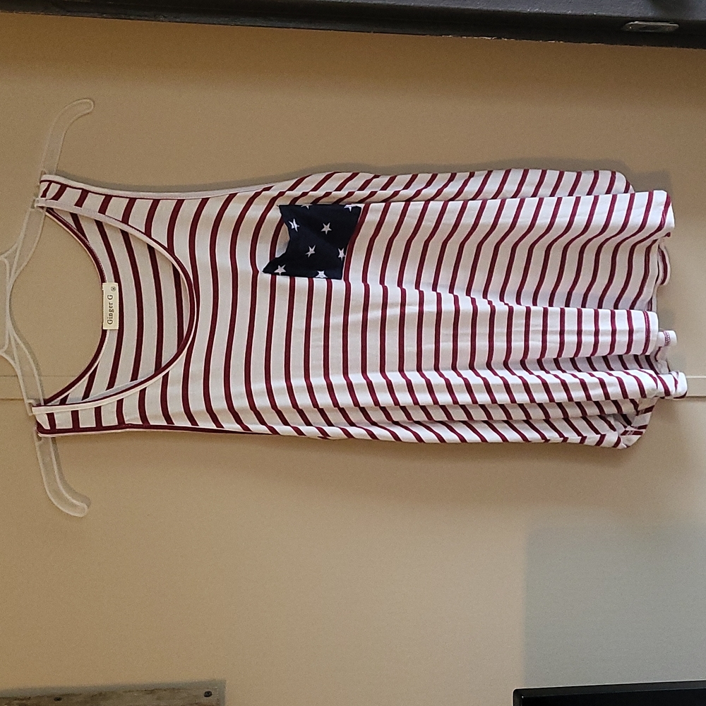 Ginger G (patriotic)red,white, and blue tank top, size Medium
